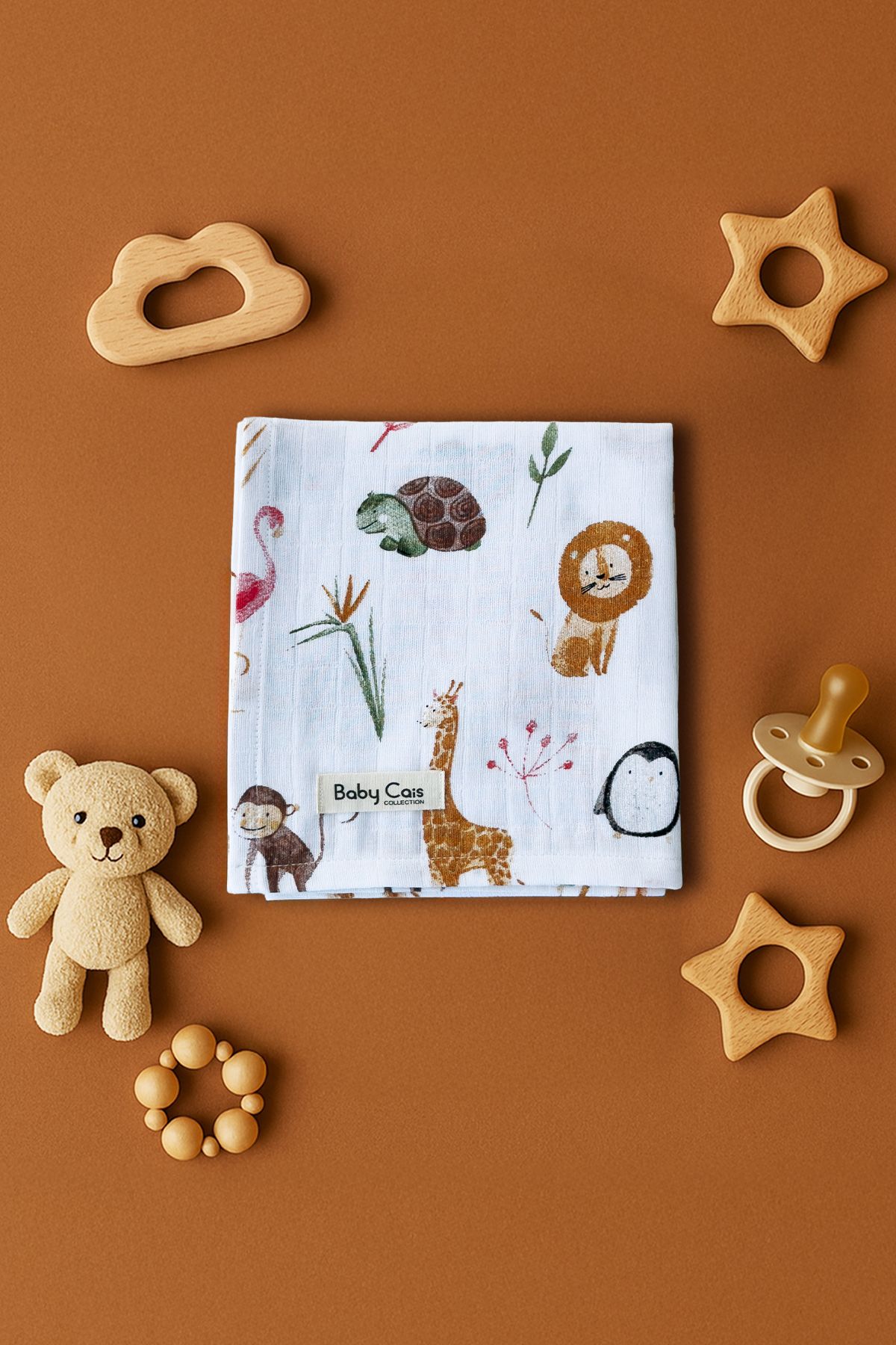 Baby Cais Collection Organik %100 Pamuk Müslin Bebek Örtüsü – Kundak, Bebek Battaniyesi, Ağız Bezi, Alt Açma Örtüsü