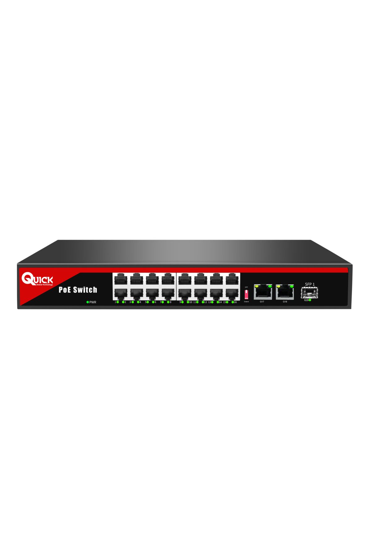 quick global technology QUICK Q16P3U 16POE+2FE+1SFP POE Switch