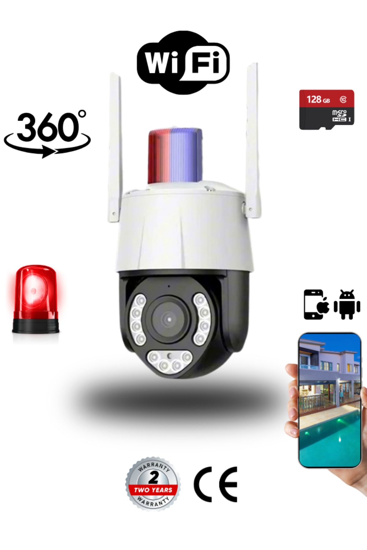 UMSN 10X Optik Zoom 360 Derece Gece Tam Renkli Wi-Fi Kamera