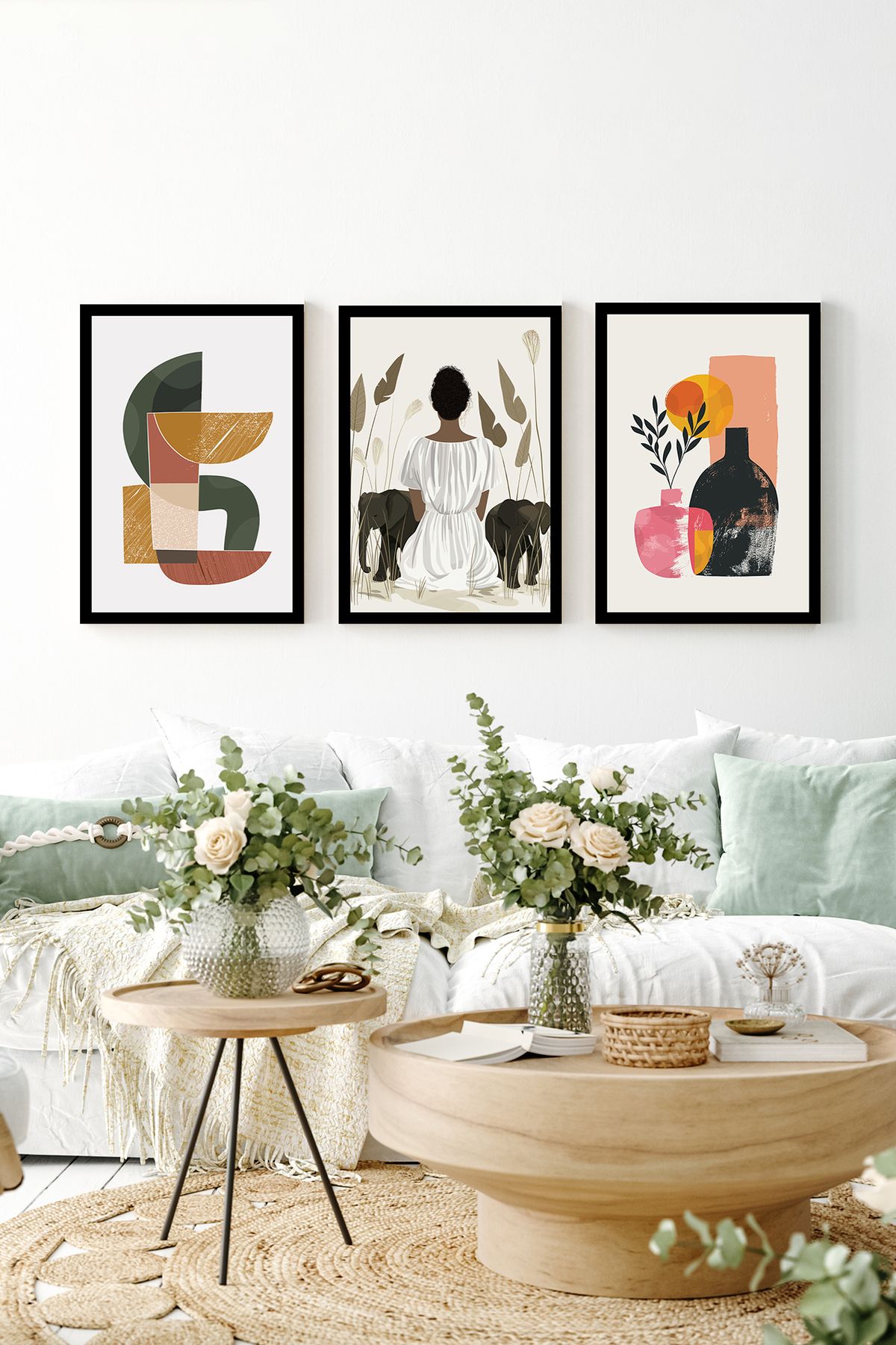 artflow 3 Parça Çerçeve Görünümlü Mdf Tablo Seti