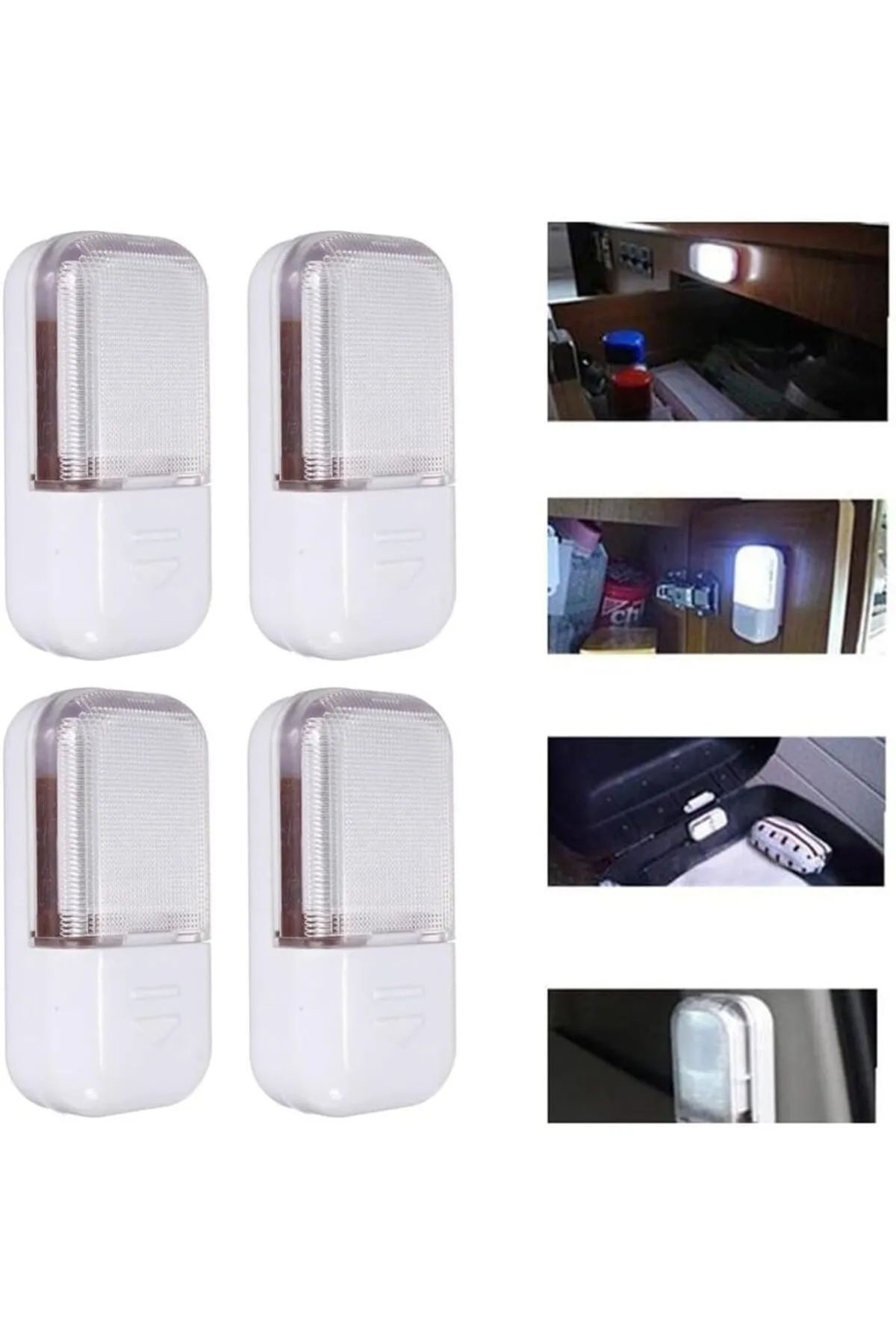 Derwell 4 ADET 1 Watt 10 Lm Otomatik Manyetik Sensörlü Led Lamba Led Işıklı Dolap Lambası Bagaj Raf Lambası