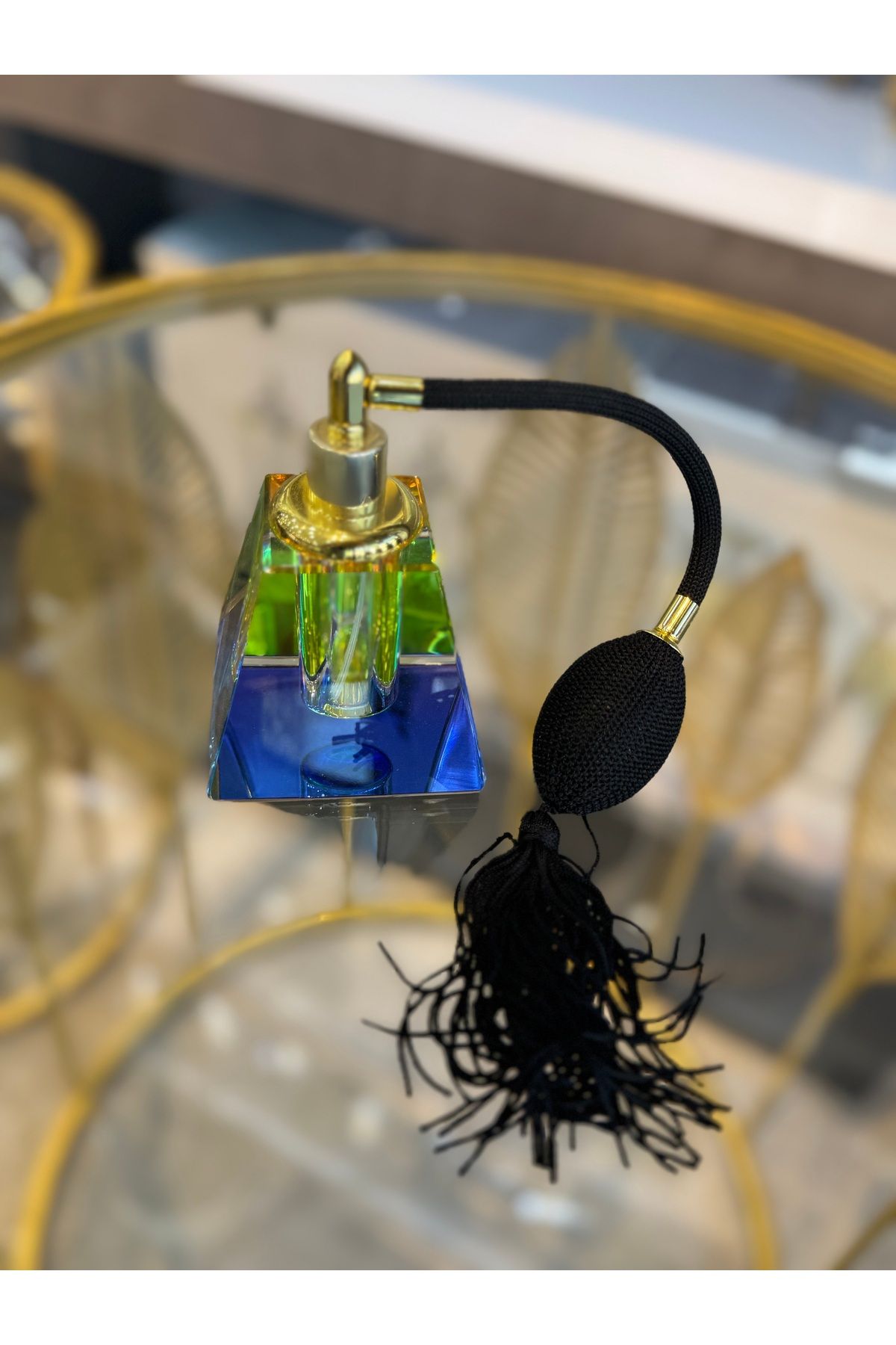 hediye ESTERHOMEDECOR Püsküllü dekoratif cam parfüm şişesi özel kutusunda