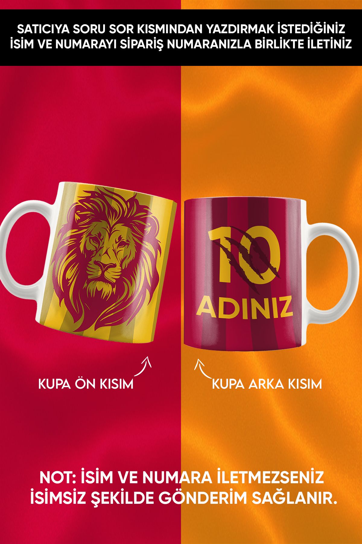 South Steel Kişiye Özel Ad Soyad Numara Ve Aslan Figürlü Kupa Mug Kahve Fincan Bardak
