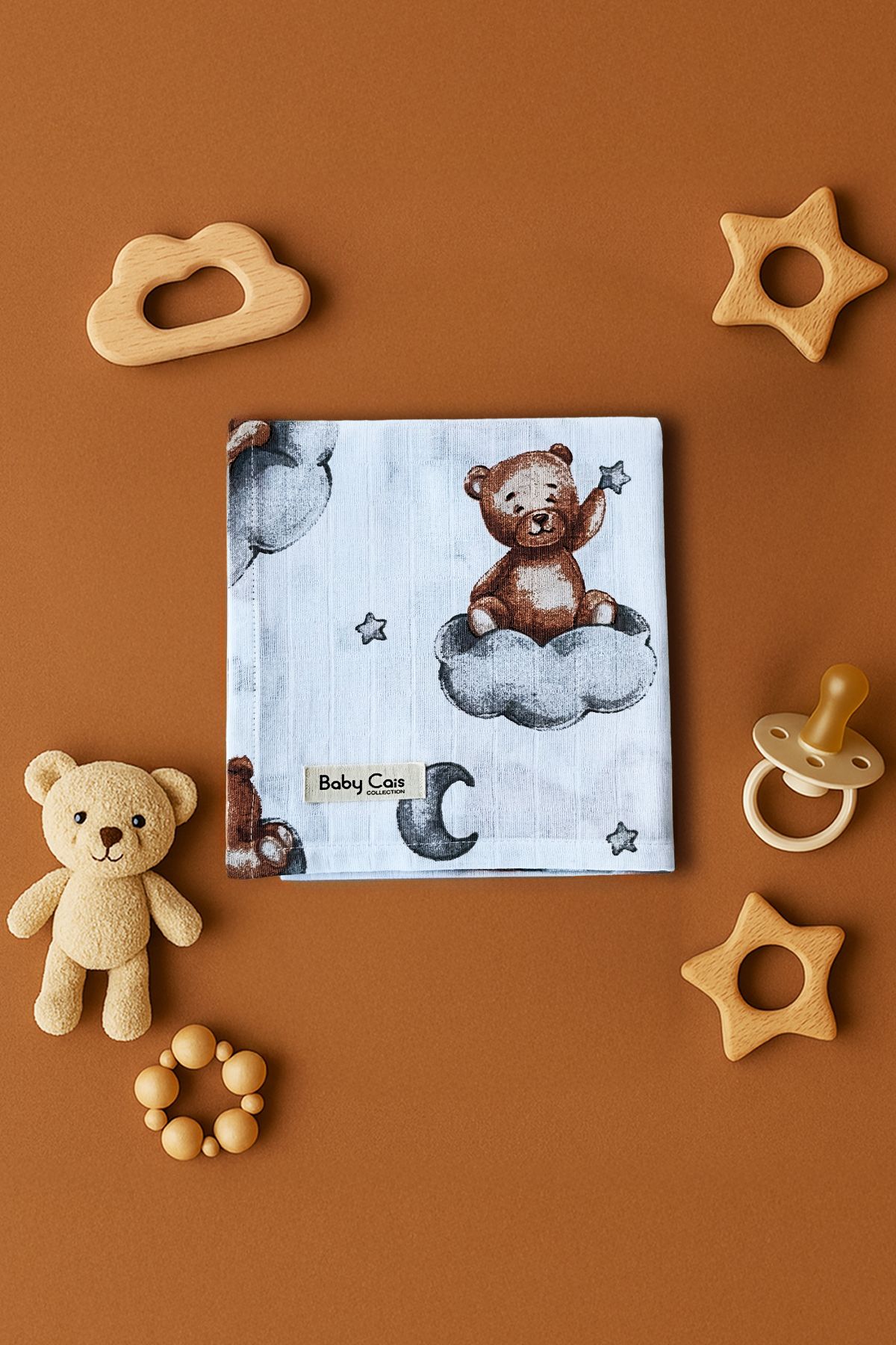 Baby Cais Collection Organik %100 Pamuk Müslin Bebek Örtüsü – Kundak, Bebek Battaniyesi, Ağız Bezi, Alt Açma Örtüsü