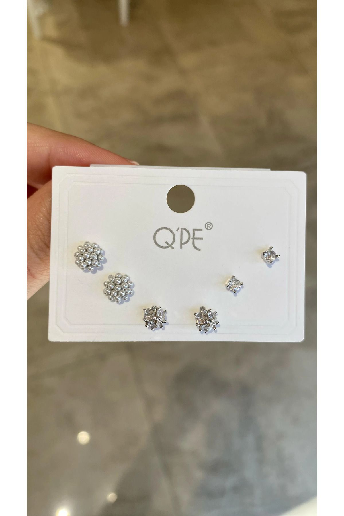 Yares Accessories Çoklu küpe gümüş incili