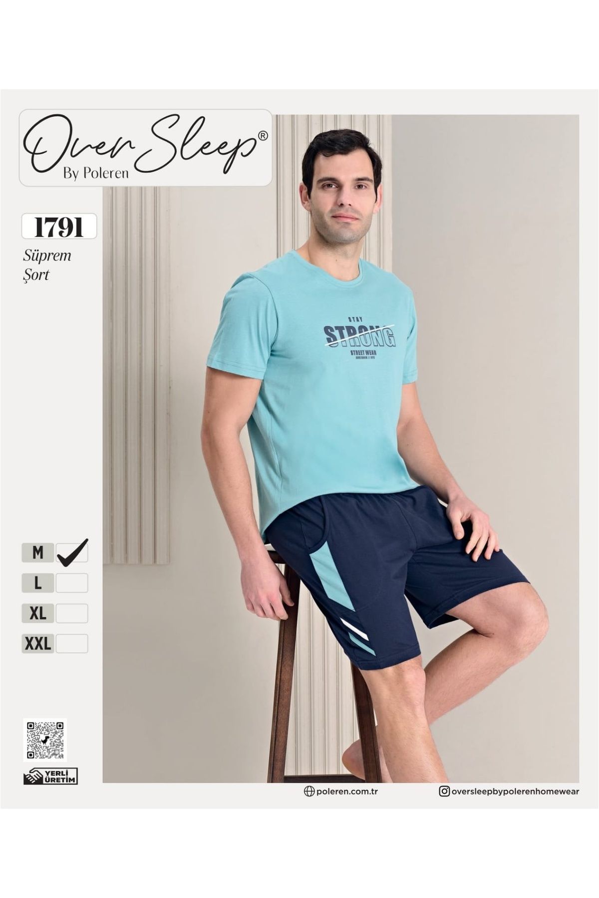 Over Sleep by Poleren OVER SLEEP ERKEK POLEREN MİNT ŞORTLU TAKIM