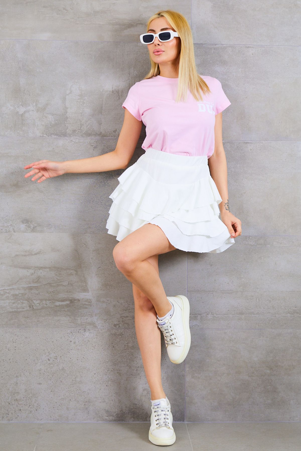 GYM Baskılı t-shirt açık pembe