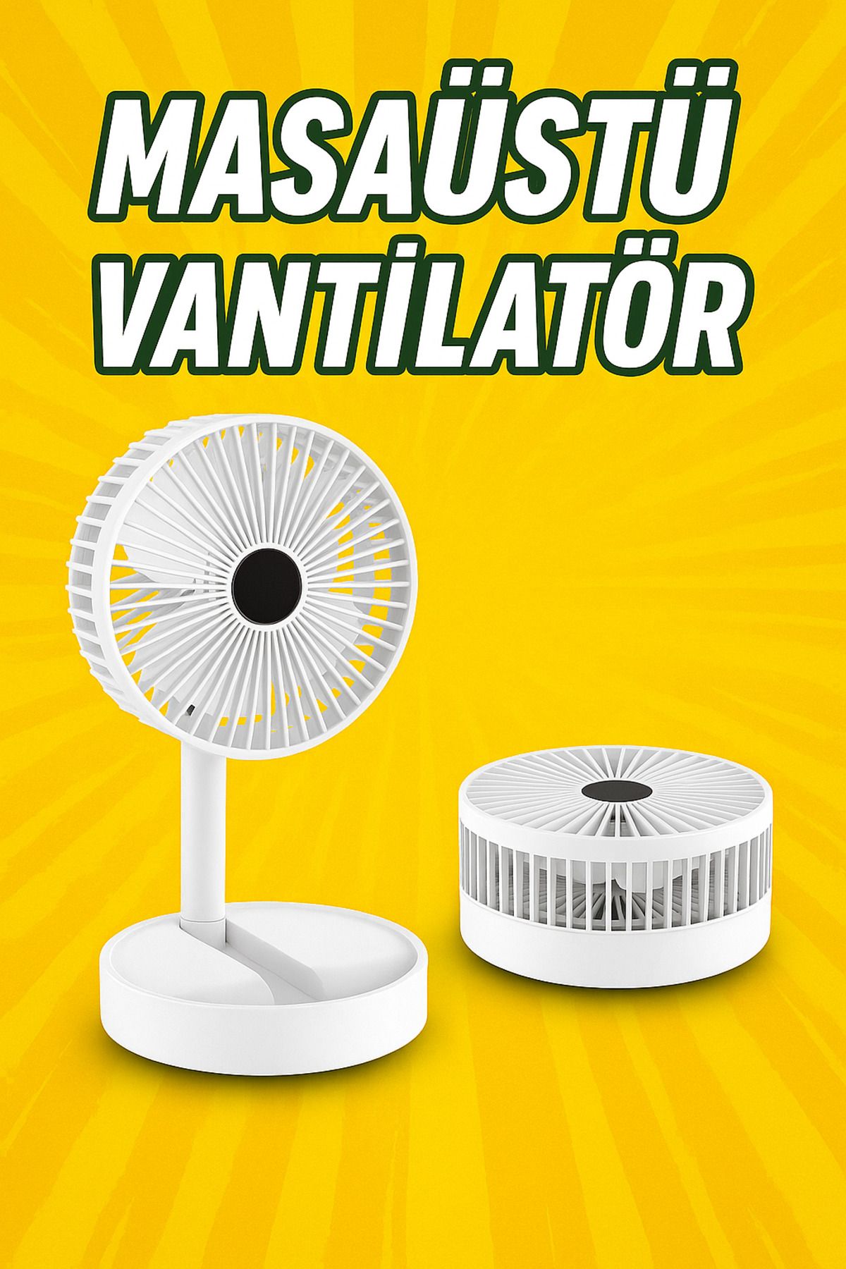 Aragetirsin Katlanabilir Masaüstü Mini Vantilatör – USB Şarjlı, Ayarlanabilir Hız, Telefon Standlı Fan