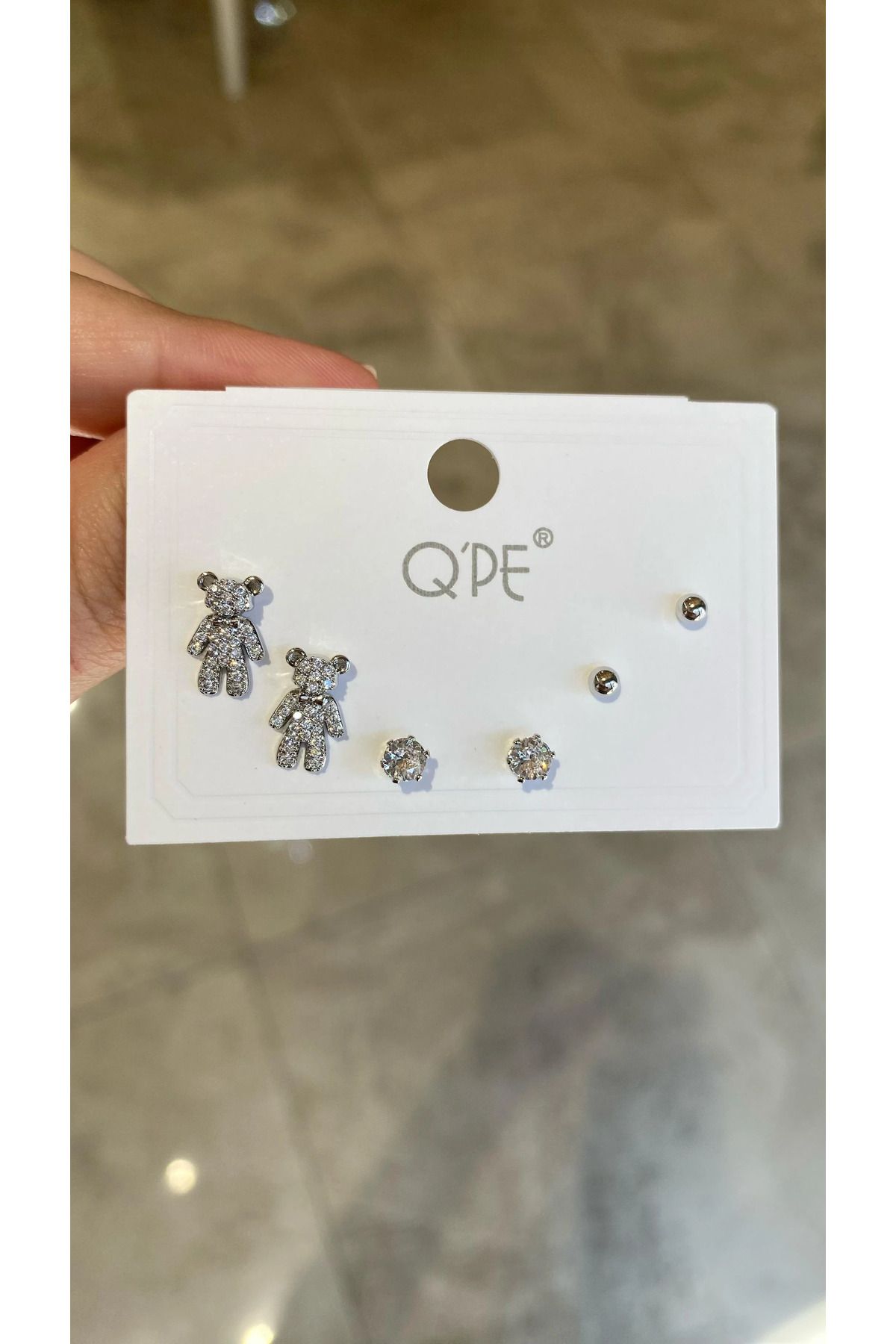 Yares Accessories Çoklu küpe taşlı ayıcık