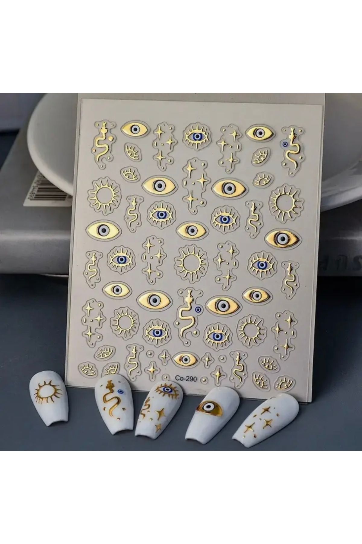 AEÇTASARIM Altın Kaplama 5D Tırnak Süsleme Stickerı, Nail Art Süsü