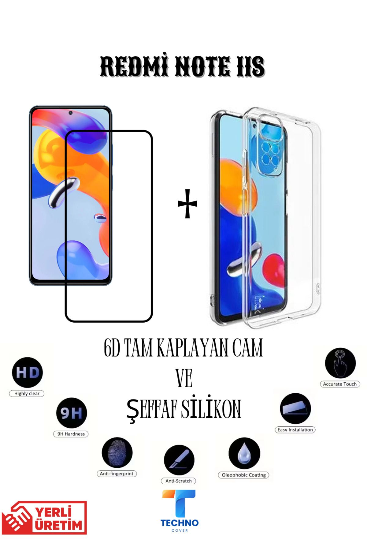 foxpower Redmi Note 11s 6D Tam Kaplayan Ekran Koruyucu ve Şeffaf Kılıf 2li Avantajlı Paket