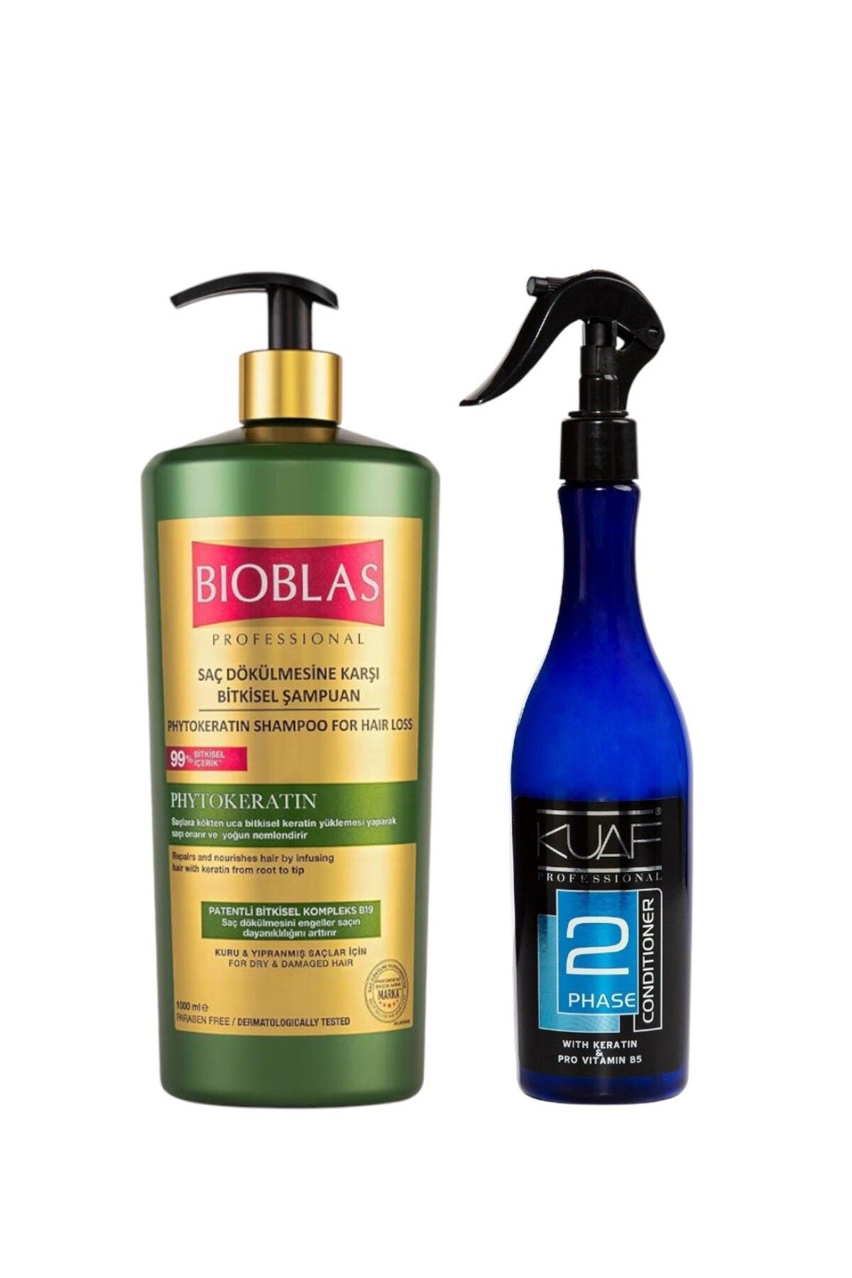 Bioblas Saç Dökülmesine Karşı Bitkisel Şampuan 1000ml + Mavi Keratinli Fön Suyu Sıvı Saç Kremi 400 ml