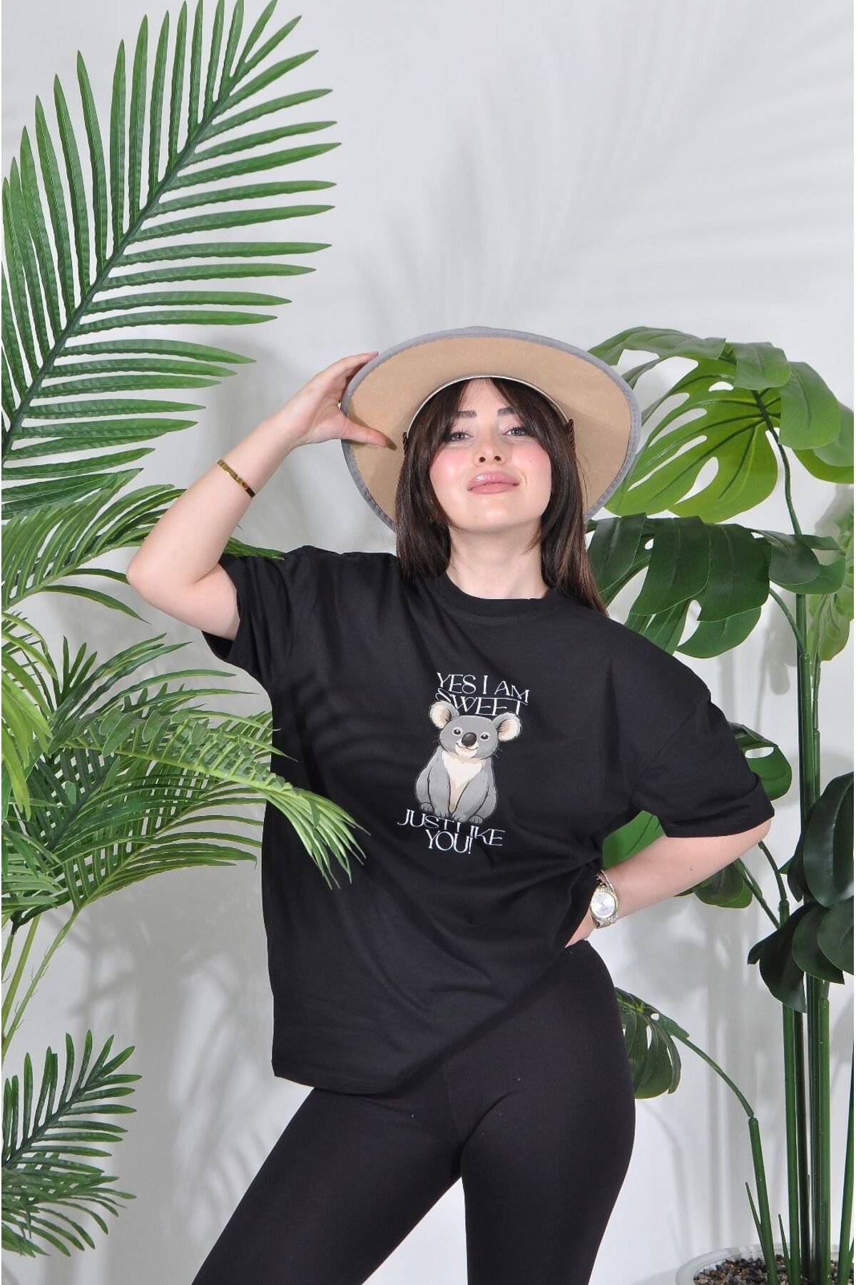 libukes Koala Baskılı Siyah T-shirt