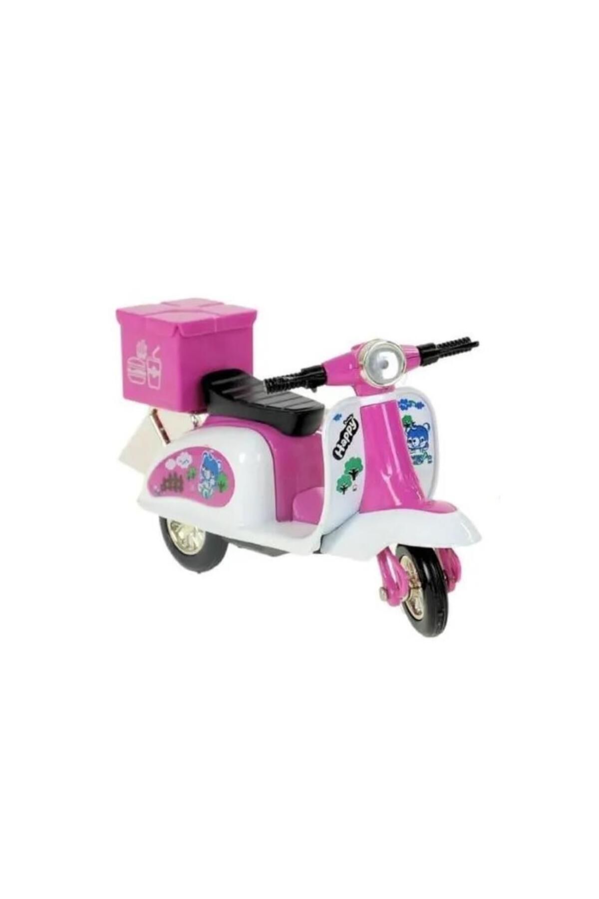 merland benvecocuk Çek Bırak Metal Vespa Motor 12 Cm - FY361A-12D - Pembe (Lisinya)
