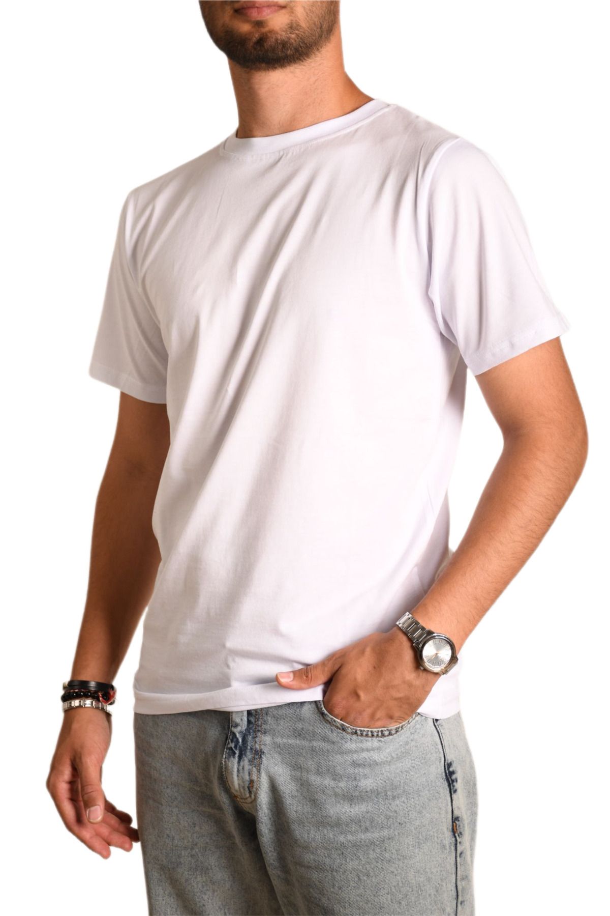 Butik Erkek Sıfır Yaka Regular Fit Kısa Kol Tişört BGL-ST04713