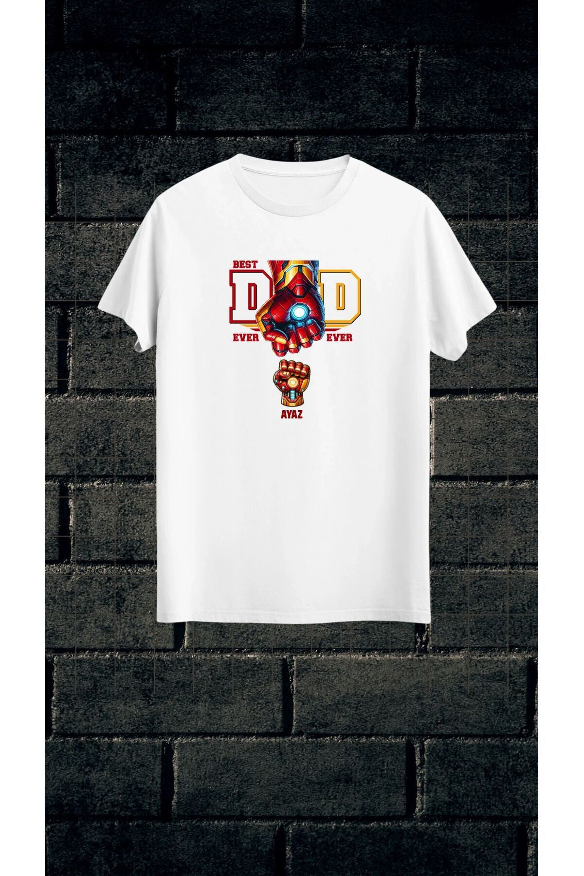 Qool Collection "Best Dad Ever – Süper Kahraman Baba Tişörtü (Kişiye Özel İsimli)"