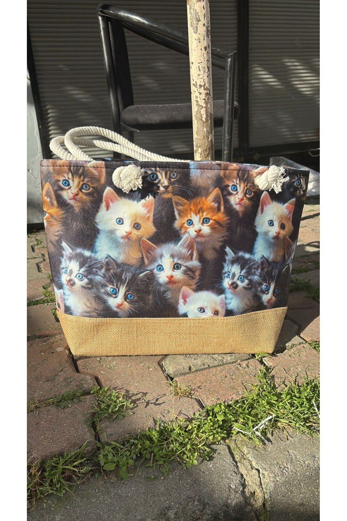 LÜX TARZ Kedi Desenli 38x50 Kadın Çanta