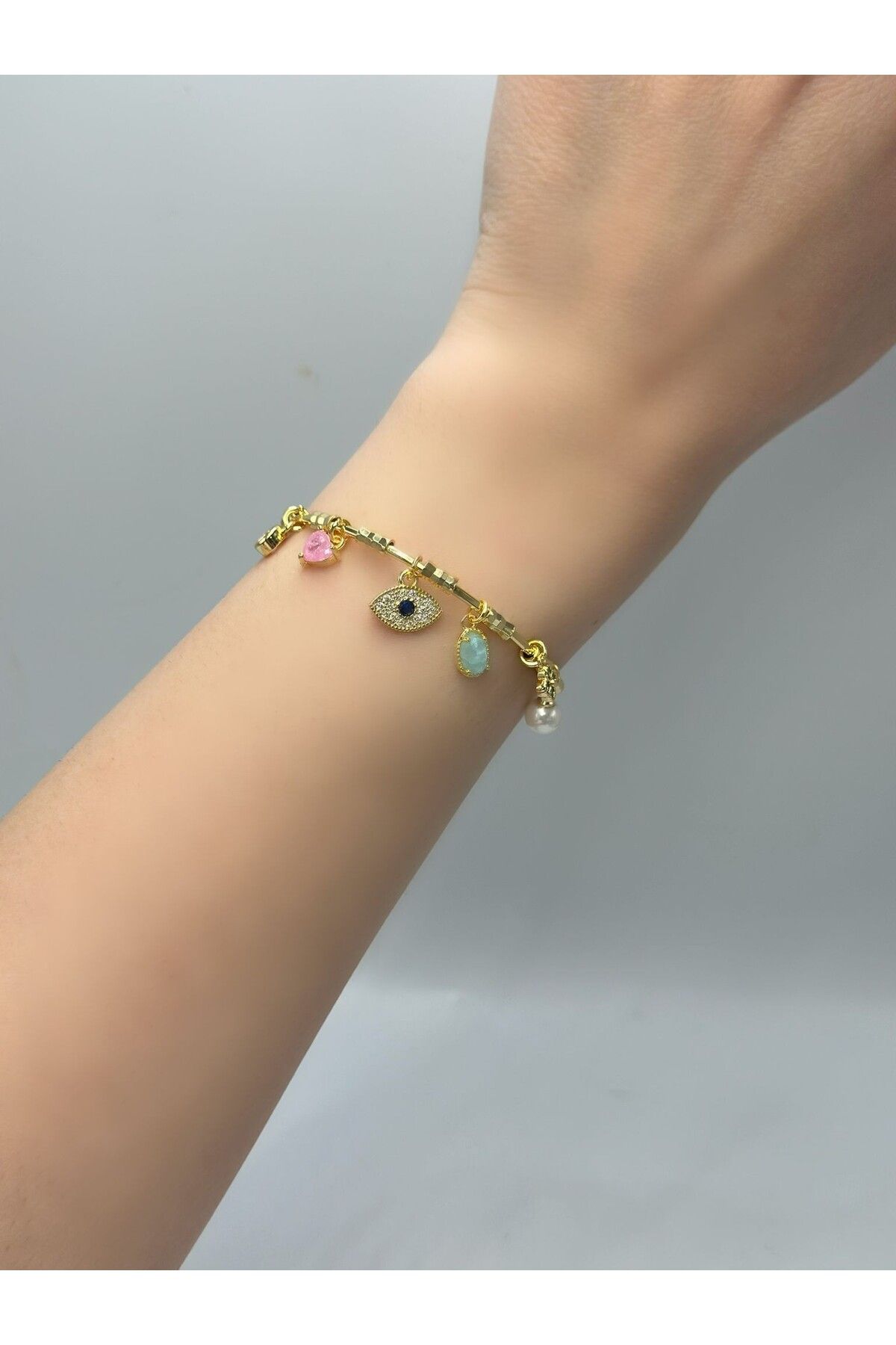 MyladyAccessoriess Renkli Göz Detay Çelik Charm