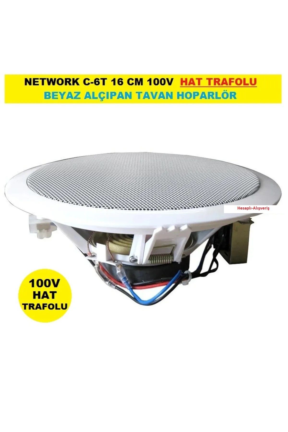 Hesapli Alisveris ALÇIPAN TAVAN HOPARLÖR 16CM 100V TRAFOLU BEYAZ NWORK C-6T