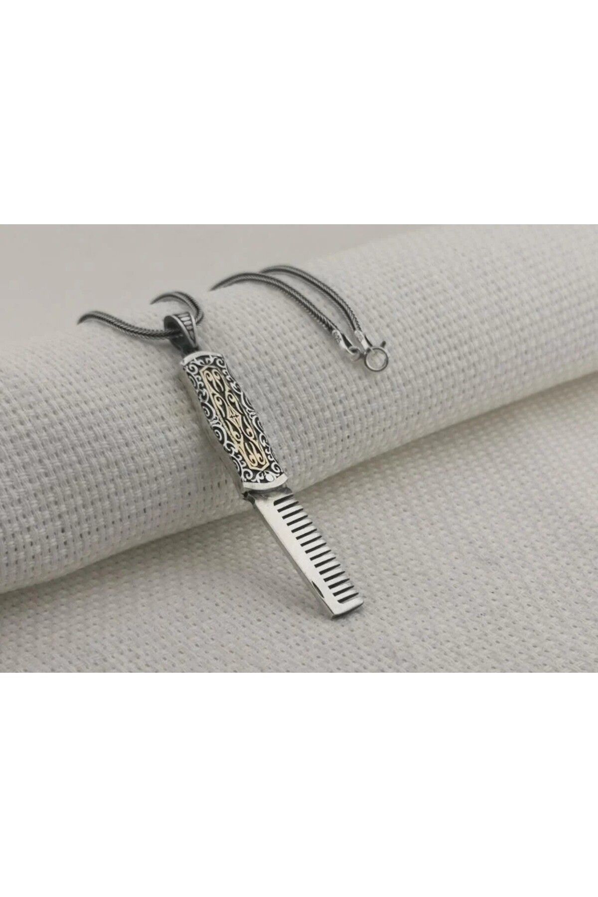 shop Berber Tarağı Tasarımı 925 Ayar Gümüş Erkek Kolye