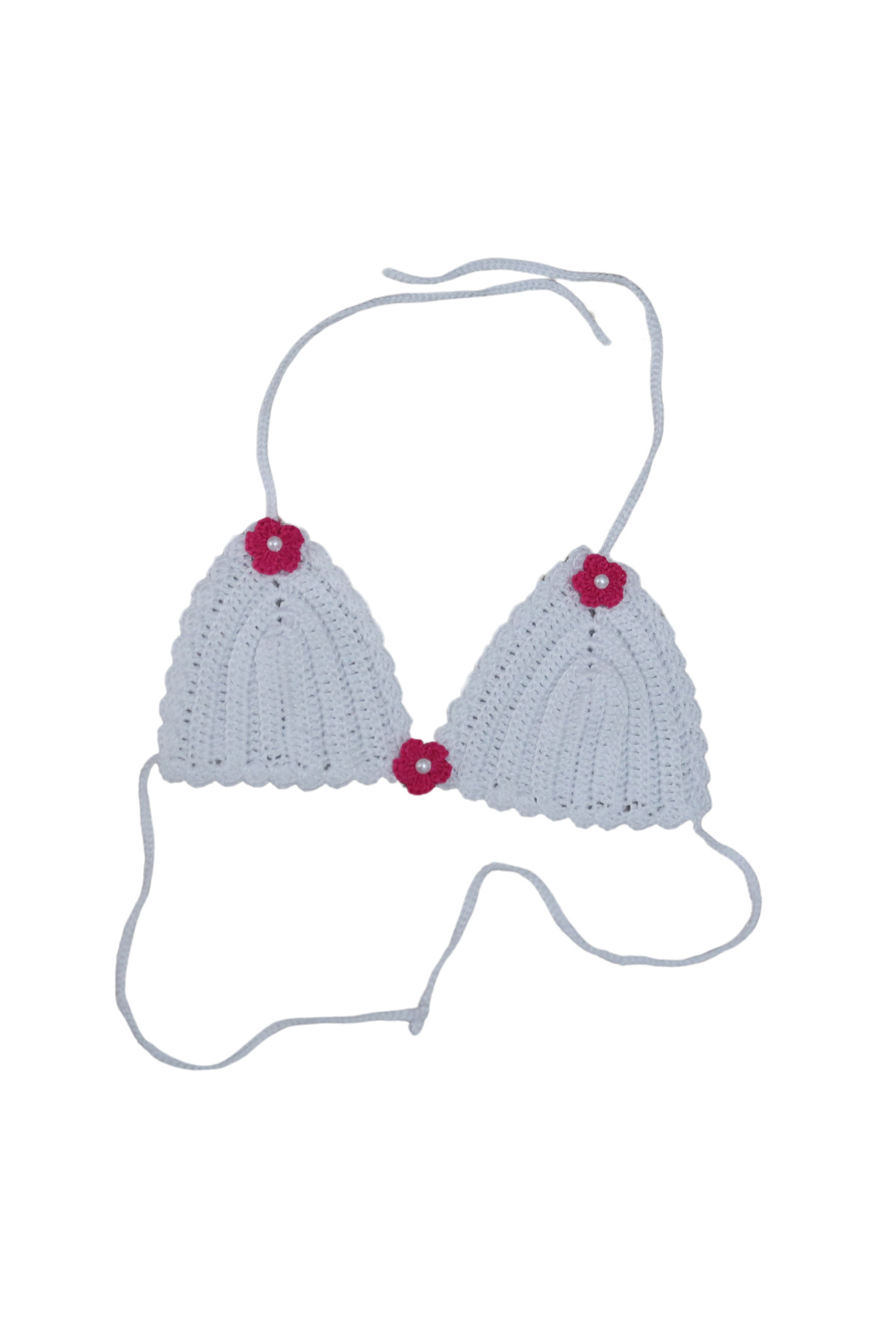 Aykır ı Bebe 1,5-2 Yaş El Örgüsü İnci Çiçekli Kız Çocuk 3'lü Bikini Seti fotoğrafı 4 (önizleme)