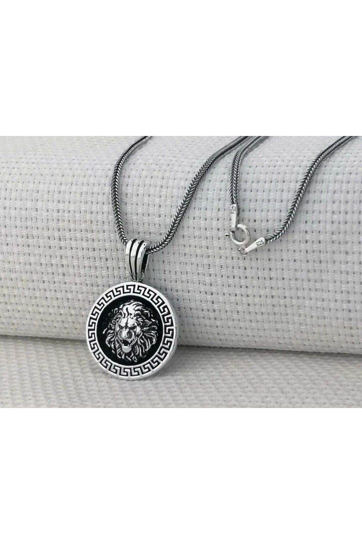 shop Aslan Figürlü Kral Zincirli Yuvarlak 925 Ayar Gümüş Erkek Kolye