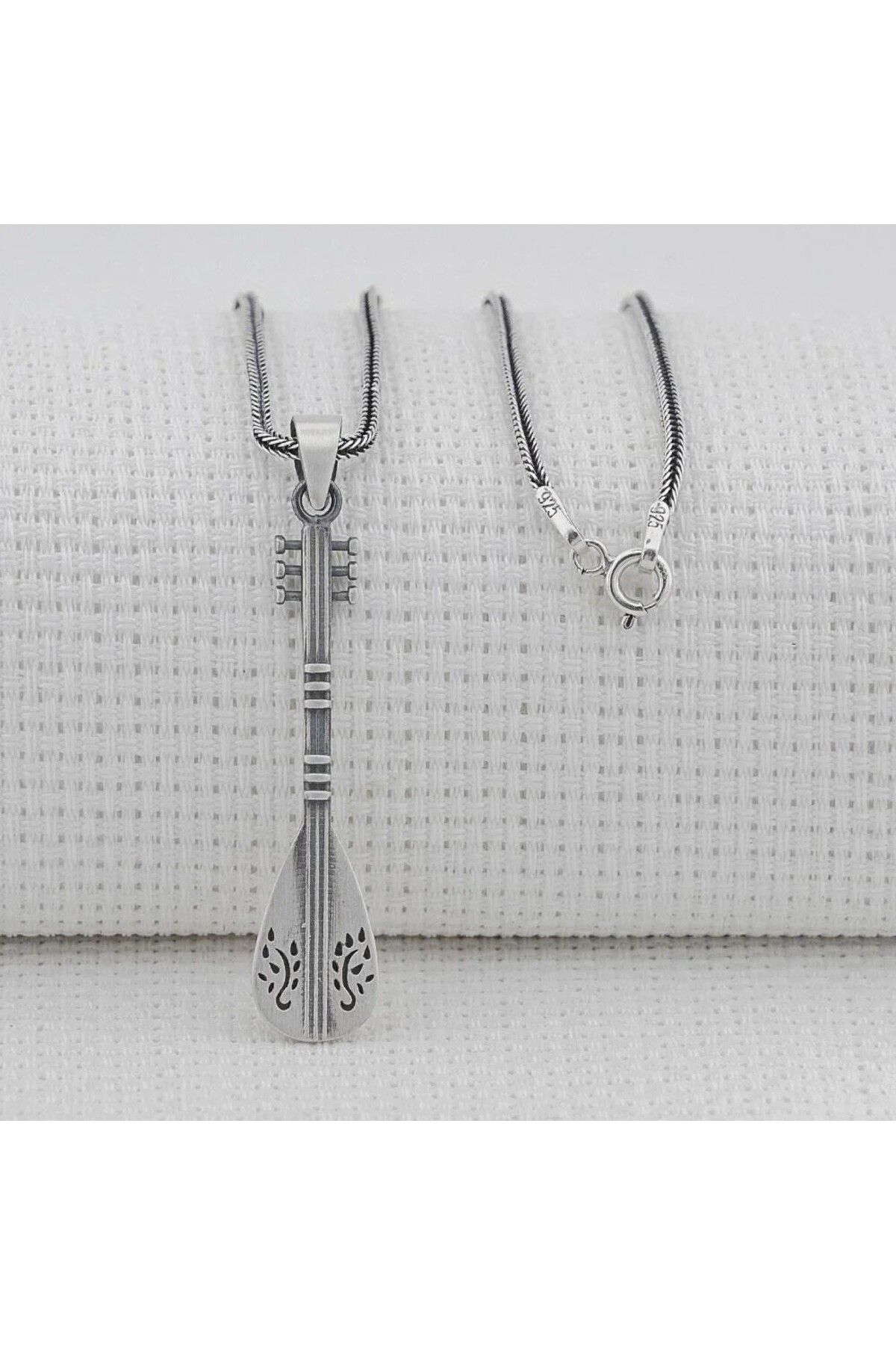 shop Bağlama Saz Tasarımlı 925 Ayar Gümüş Erkek Kolye