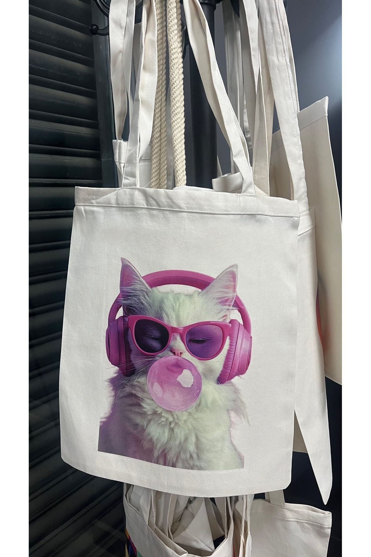 AY AN STUDYO Kedi Baskılı Bez Çanta