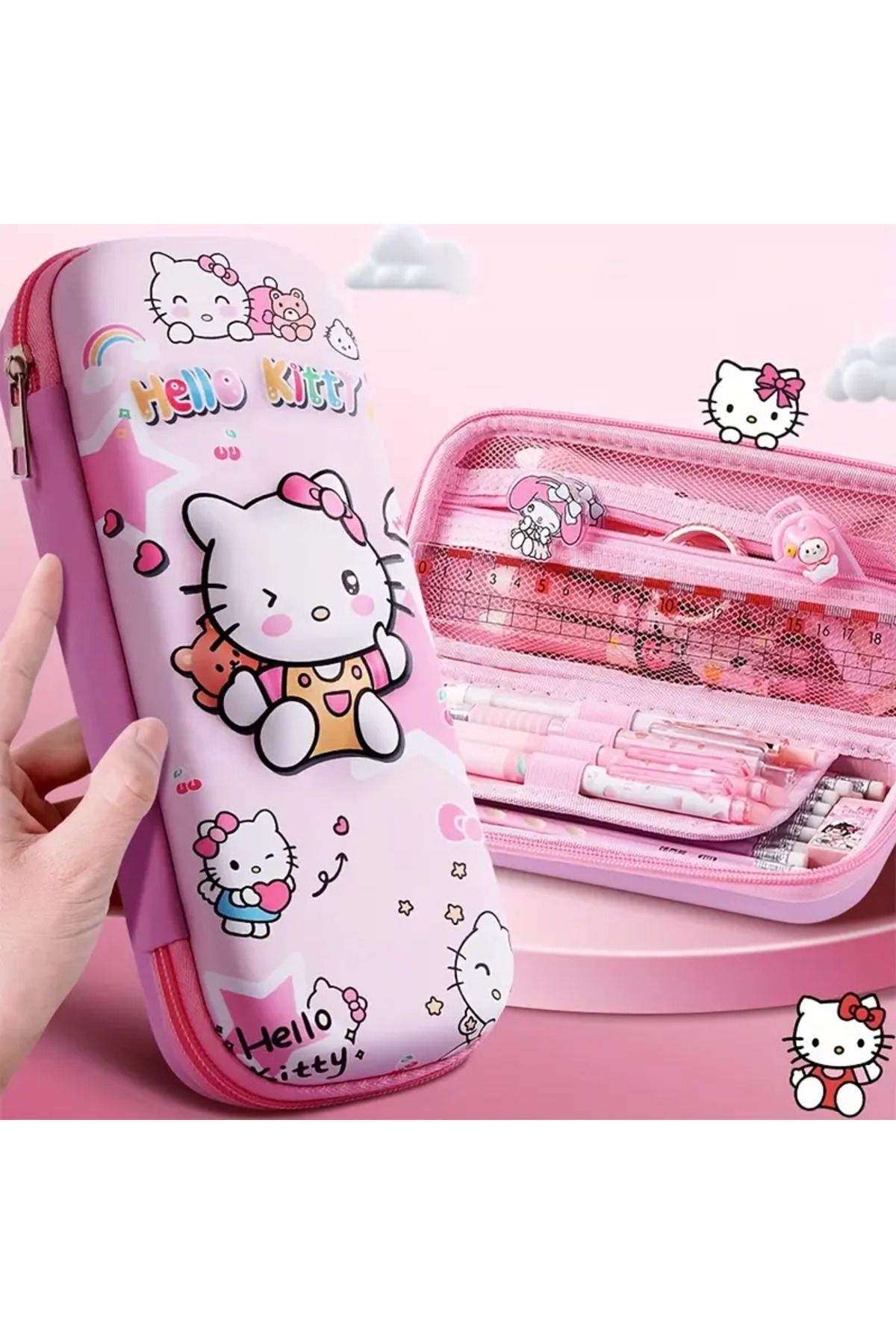 ada çanta kırtasiye Hello Kitty figürlü kabartmalı kalem kutusu AD25309