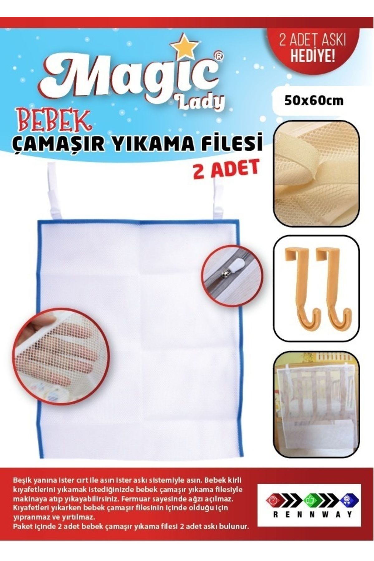 merland benvecocuk Bebek Çamaşır Filesi 2li Set