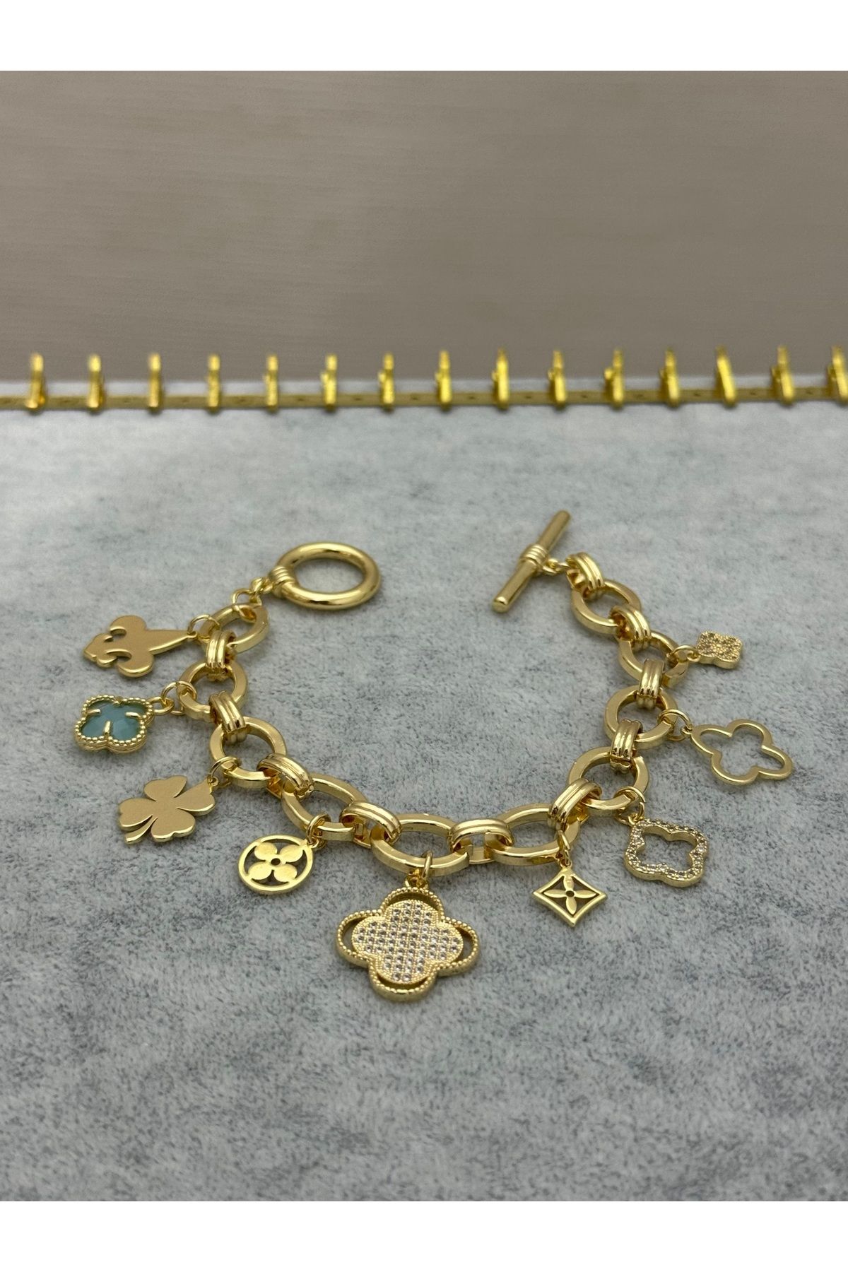 XUPING JEWELRY 18K charmlı gold bileklik paslanmaz kararmaz