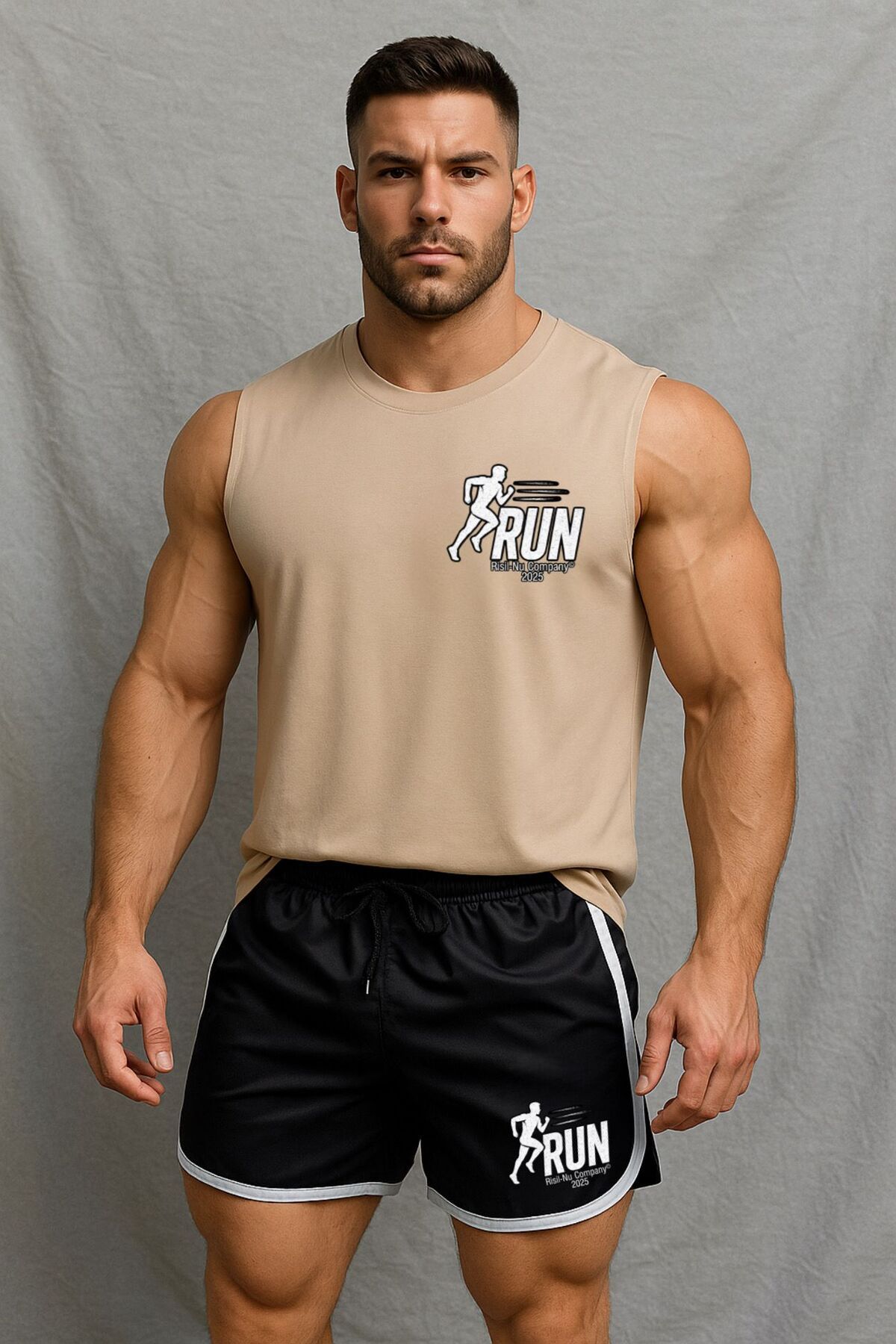Risil-Nu Company Yeni Sezon Premium Petek Kumaş Şort ve Pamuklu Atlet İkili GYM Sporcu Takımı