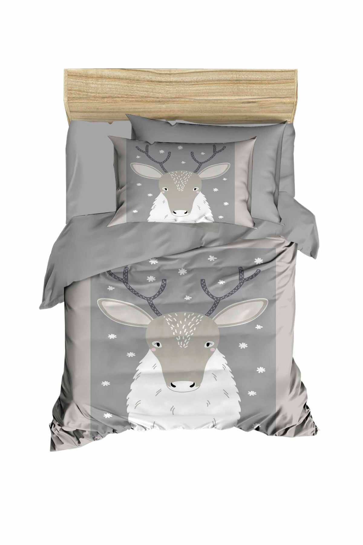 merland benvecocuk Yenidoğan Kız / Erkek Unisex Bebek Nevresim Takımı %100 Pamuklu Geyik