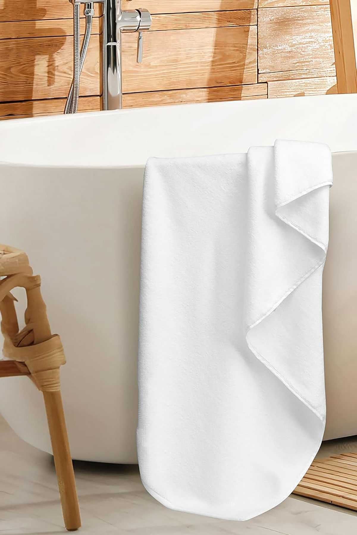 merland benvecocuk Luxury Hotel 90x150 cm %100 Pamuk Banyo Havlusu Gramajlı Beyaz