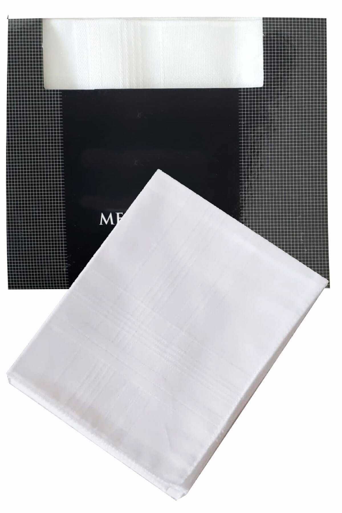 merland benvecocuk 3’lü Özel Paket Premium Erkek Mendil Seti %100 Pamuk 42x42 cm Beyaz