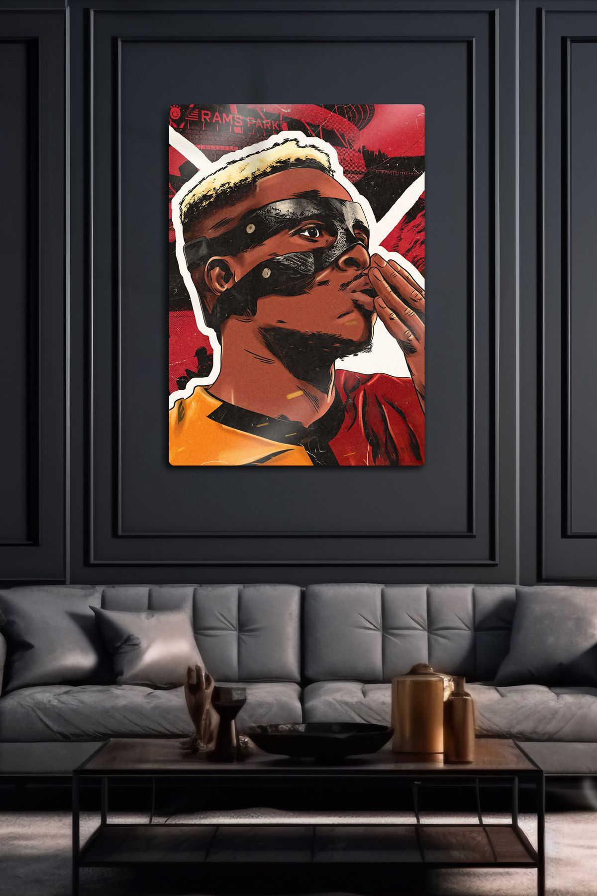 DekorHane Metal Tablo - Victor Osimhen, Vektörel Tasarım Dekoratif Parlak Poster