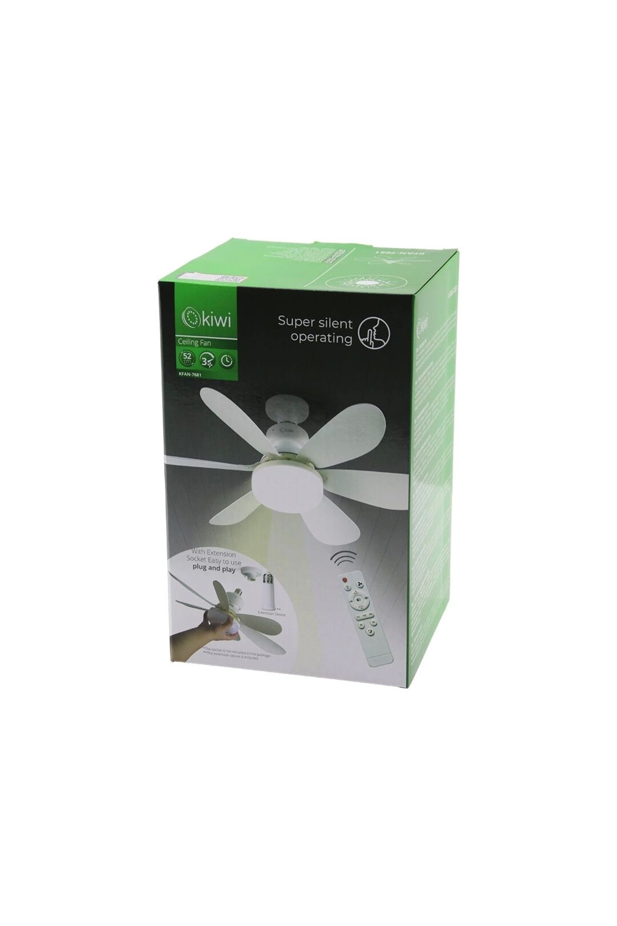Nemere Kiwi Kfan-7681 2in1=tavan Vantilatör - Avize Lamba Kumandalı 52cm 6-beyaz Plastik Kanat 3-kademe