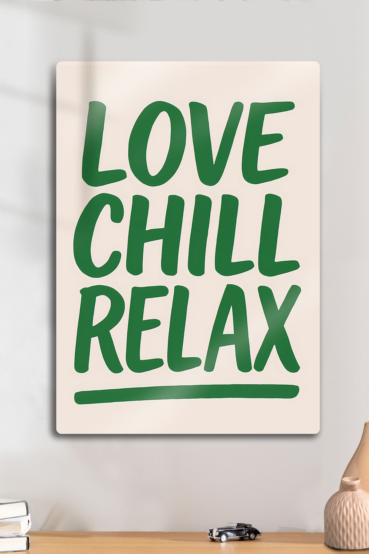 DekorHane Metal Baskı Tablo - More Amor Por Favor, Chill Vibes, Ev Ofis Dekoratif Sanatsal Parlak