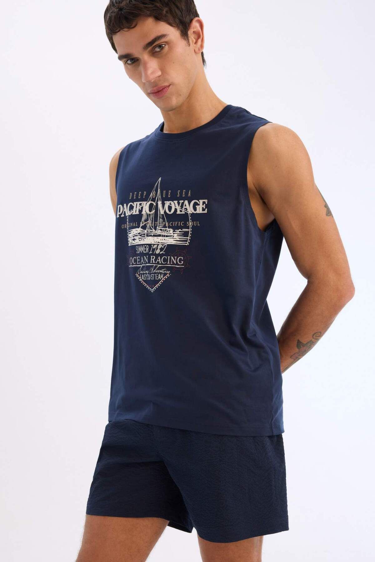 DeFacto-Mesh Lined Button Front Short Length Sea Shorts E0904Ax25Hs 5