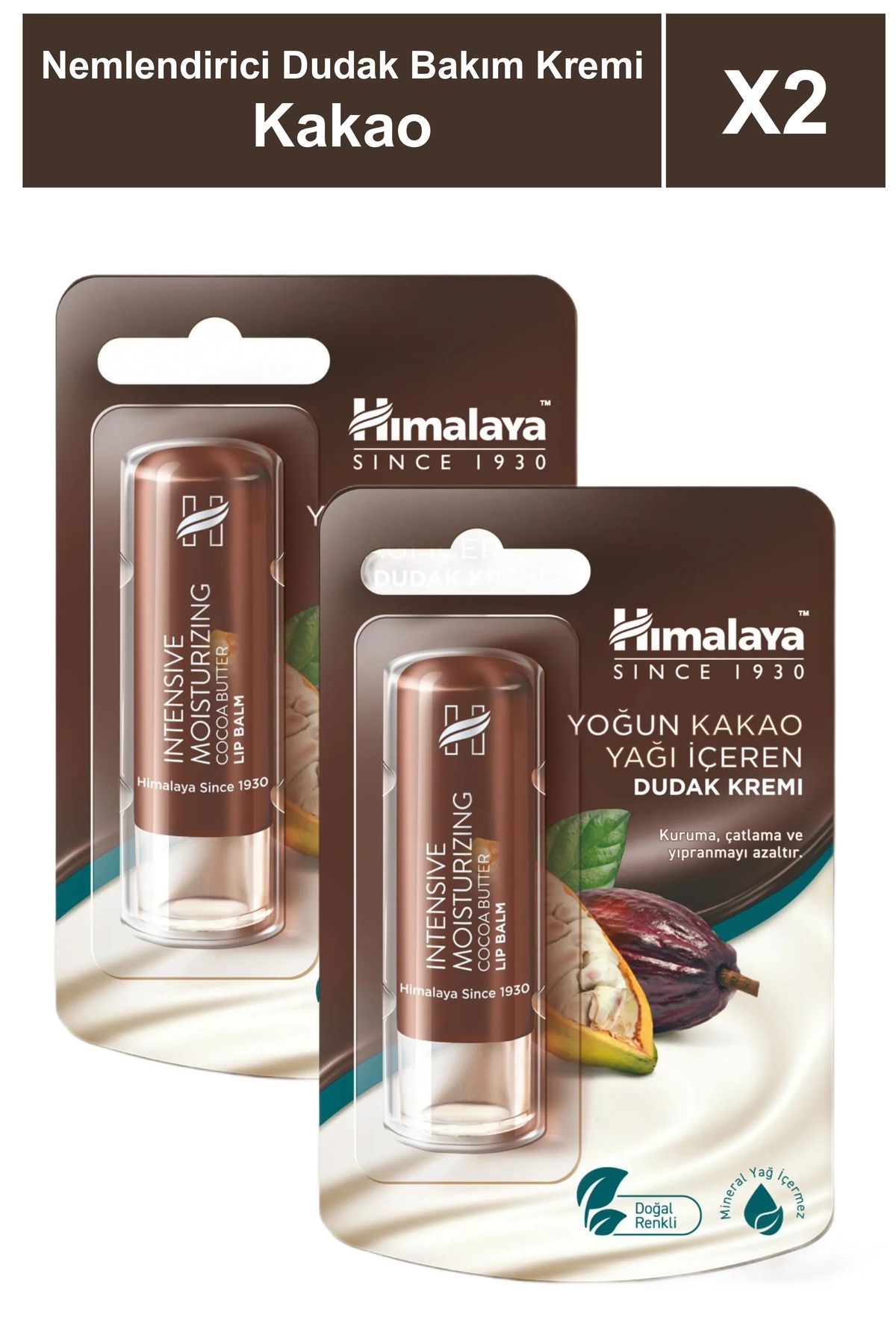 Himalaya Since 1930 Yoğun Nemlendirici Dudak Bakım Kremi 4,5 gr 2 Adet | Kakao Yağı | Silikon, Petrol İçermez