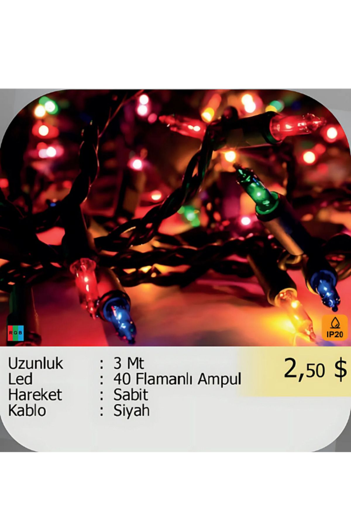 ELKHOUSE ElektrikHouse LED PERİ IŞIĞI 40 FLAMANLI AMPUL 3 Metre