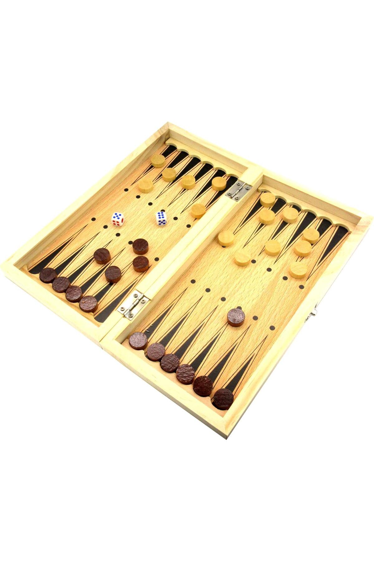 rexa-3-in-1 Wooden Board Games Set – Folding Chess, Checkers & Backgammon (9.44") + Fast Sling Puck Game 3