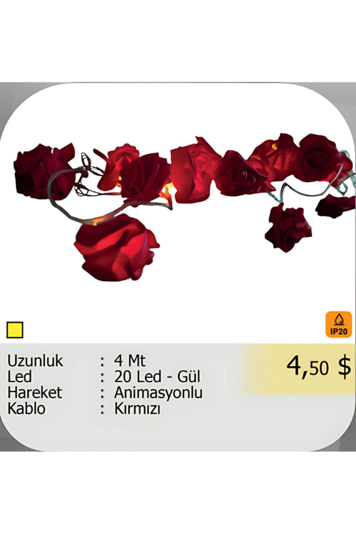 ELKHOUSE ElektrikHouse LED Peri Işığı 20 Led - Gül 4 Metre
