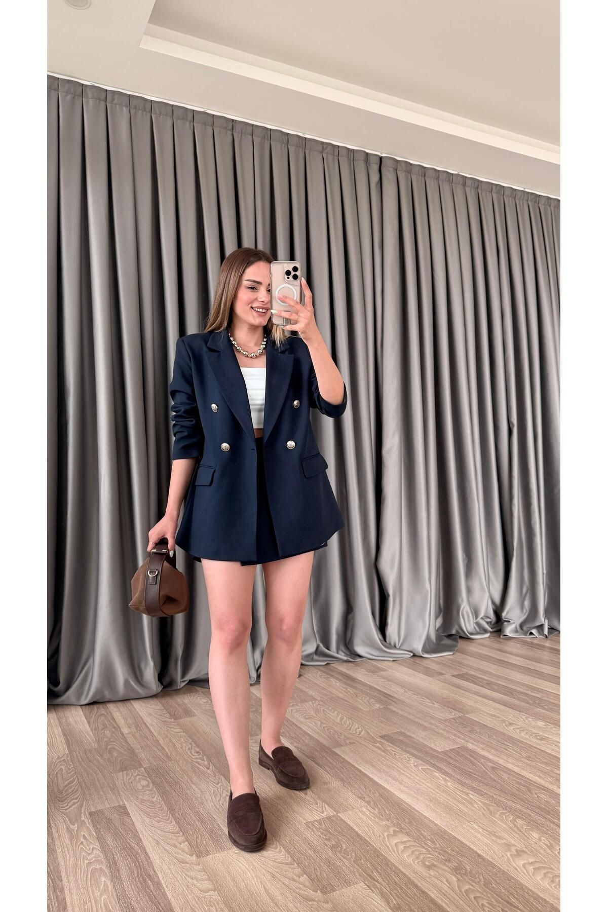 pelin yıldız butik Lizbon Gold Düğmeli Blazer Ceket
