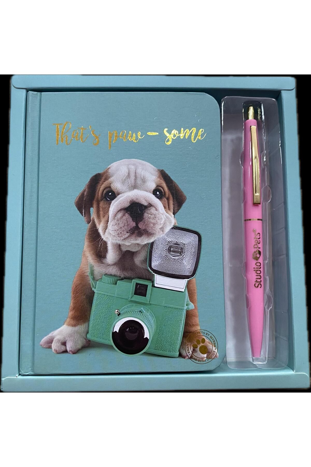 Cem NOTEBOOK WİTH BALL PEN STUDİO PETS BY MYRNA HAYVANLAR KEDİ KÖPEK DEFTER KALEM SET HEDİYELİK