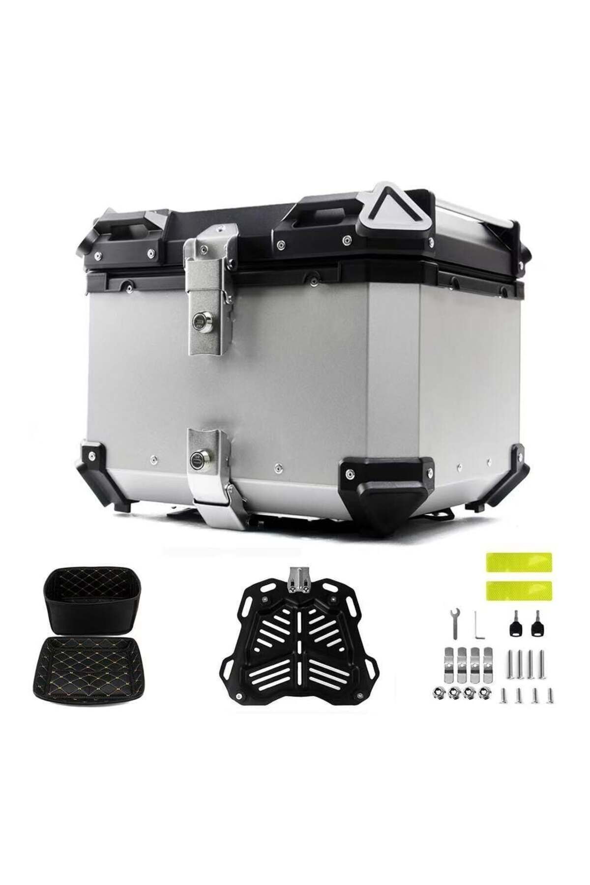 C9 Evrensel Alüminyum Kasa Ithal Motosiklet Çantası Motor Çantası Gümüş 45 L