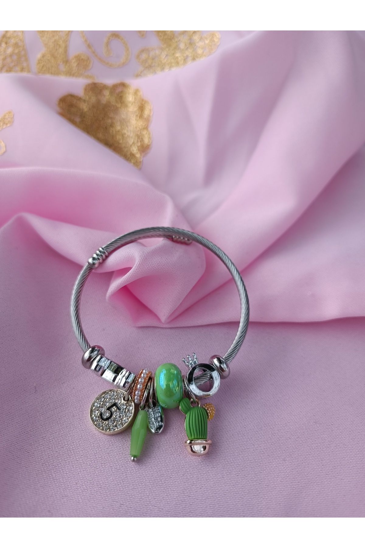 shop Yeşil kaktüs charm bileklik