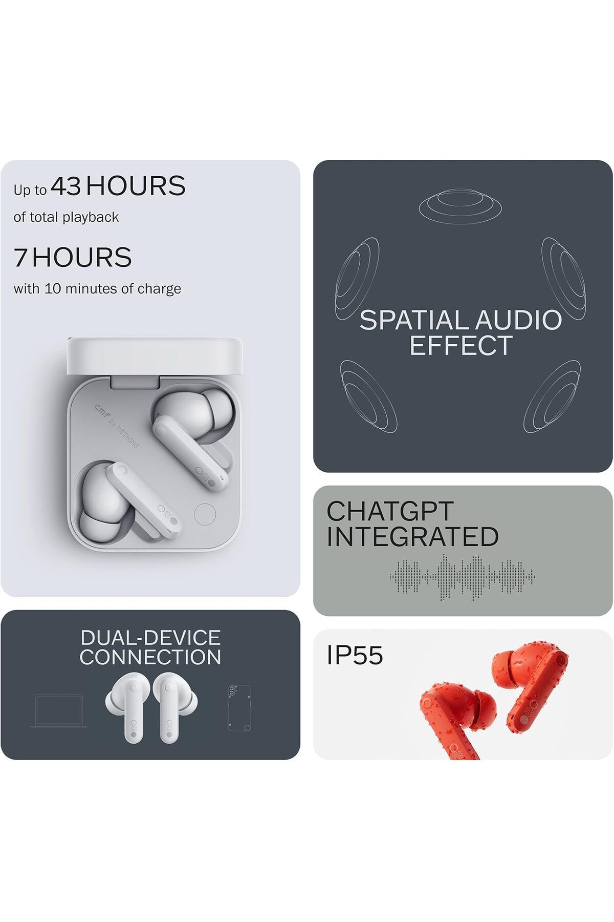 cmf by NOTHING-Buds Pro 2 Wireless Earbuds with ChatGPT Integration, Hi-RES Audio, Hybrid Noise Canc 5