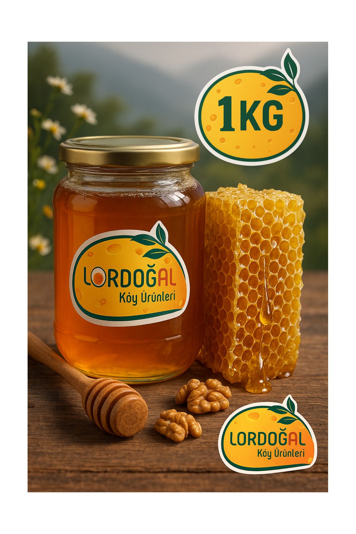 Lordoğal Doğal Köy Ürünleri Van Çatak Karakovan Petek Balı 100% Doğal, Hakiki Organik Yayla Balı – Katkısız ve Saf 1 Kg