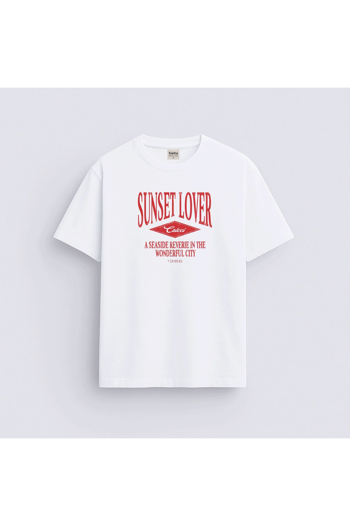 sielta Sunset Lover Baskılı Unisex Kadın Erkek Bisiklet Yaka T-Shirt Tişört